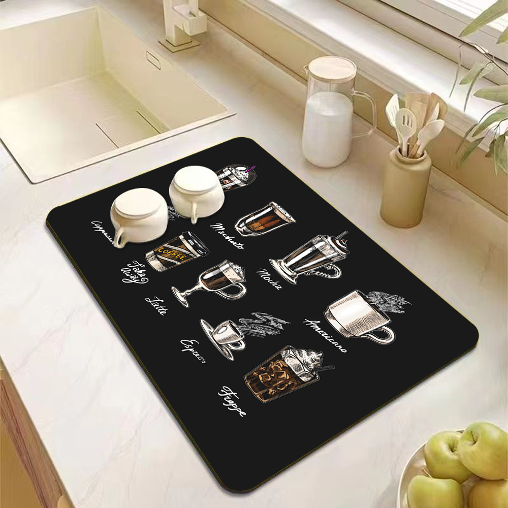 Classic Coffee Pattern Dish Dr - Bar Mat Rubber review and price