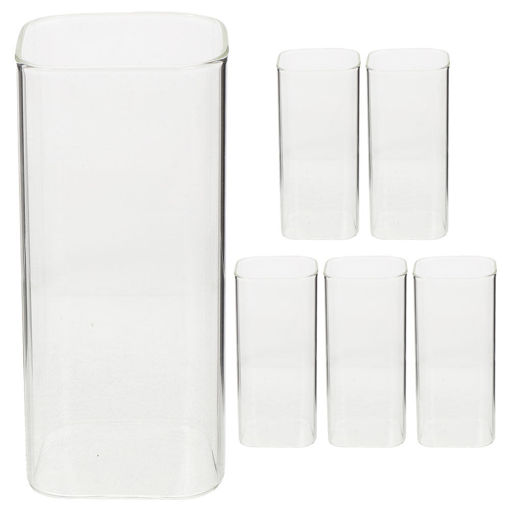 6Pcs Glass Cup Set Clear Squar - Home Bar Set review and price